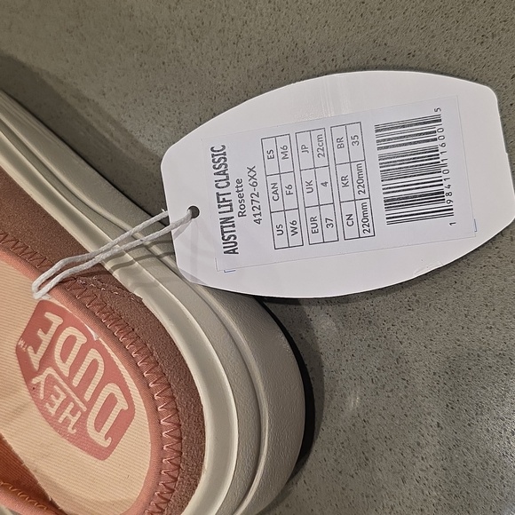 NWT Hey Dude Austin Lift Classic Rosette Pink Suede Slip-On Loafers, W6 - Picture 4 of 11